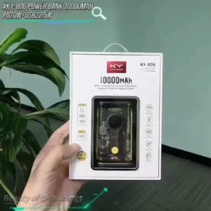 10000Mah PD22.5W PowerBank Super Fast Charging Transparent Type-C Dual USB Digital Display Large Capacity Power Bank