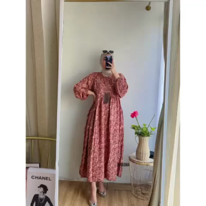 Midi Dress Wanita Oversize/Dress Wanita Floral/Laluna Dress/Midi Dress Wanita Bahan Rayon Viscose/Dress Wanita Korean Style