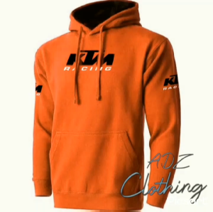 Jaket Hoodie Jumper Pull Over KTM Bahan Kain Flecee Warna Orange Kombinasi Hitam