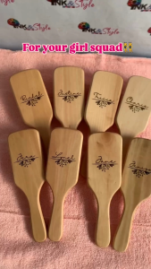 Ink And Style High quality Laser Engraved Personalized wooden Paddle Brush Name logo photo Souvenir giveaways corporate set gift set