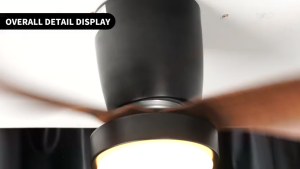 GOGEOUS Lampu kipas angin gantung plafon ruang tamu kipas lampu gantung hias 2in1 3 warna 6 kecepatan 24/26 inci meja makan kamar tidur balkon led dan Bilah kipas kayu lampu kipas dengan angin remote