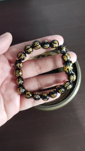 Black Mantra Bracelet Black Onyx Dragon Beads Year of the Dragon Bracelet Lucky Charm for Year of the Snake 2025