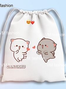 Tas Serut dan Totebag Kanvas Motif Mochi Lucu Bahan Kanvas Tebal Berkualitas