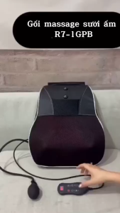 Gối massage cổ vai gáy 20 bi hồng ngoại chính hãng máy mátxa cổ vai gáy lưng và cột sống có túi khí gối thảo mộc điều khiển cầm tay