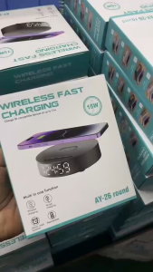 【🔥SG SELLER🔥】RICHMENTGADGET Digital Alarm Clock Wireless Charging Wireless Charger with 3 Brightness Snooze Small Wireless Charging Digital Alarm Clock - Dimmable LED Display Easy Snooze Adjustable Volume - Compact Size for Bedside Bedroom Office