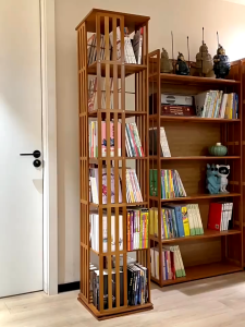 ชั้นวางหนังสือ 5/6ชั้น หมุนได้ 360 องศา ชั้นวางหนังสือมินิมอล ชั้นวางของอเนกประสงค์ ชั้นเก็บของเก็บหนังสือ