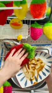 Strawberry Acrylic Fiber Dish Wash Cloth