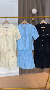 SET7297 Gillian Waffle Set Blouse n Shorts