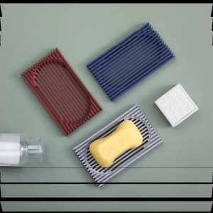 Litake Silicone Slotted Soap Dish Soap Box Multi-color Household Bathroom Self Draining Soap Holder Soap Tray