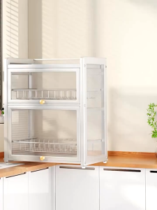 Shiok Living 🚀 Dish Rack With Lid And Drainer Cupboard Kitchen Storage Rack