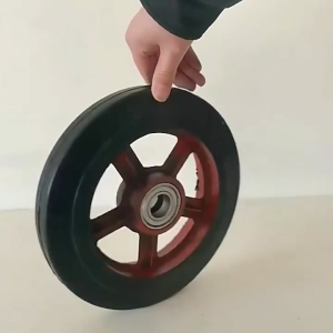 【Original+24hours delivery】Cart Trolley Wheels 6 8 Inch Mute Iron Core Bearing Rubber Wheels With Axle Solid Small Wheels