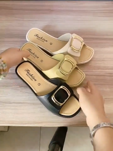 STOMPION Elegant Sandals For Women White Classy Korean Ladies One Strap Slippers block heels Fashion