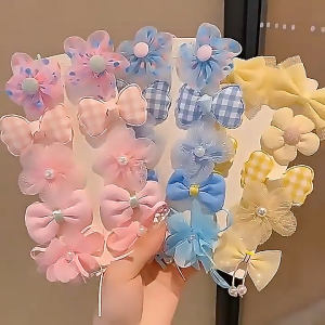 Jepit Rambut 5PCS One Set Bunga Pita Hair Clip Set Anak Remaja Perempuan Jepitan Korean Style Aesthetic Aksesoris