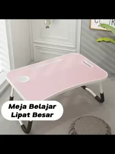 Meja Belajar Lipat Ukuran Besar / Folding Table Dengan Slot Tempat Buku Hp Gelas Botol Anti Air Untuk Belajar Anak Kerja Menulis Menggambar Main Laptop Serbaguna / Alat Perlengkapan Sekolah Kantor PAUD SD SMP SMA Super Kokoh - GP Mall