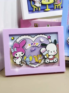 EZYLITTLES DIY 3D Sanrio Photo Frame Sticker Quite Book Puzzle Paper Art Craft Frame Kuromi Melody Hello Kitty Children Decoration