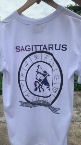 ODA Sagittarius November 22 - December 21 Zodiac Sign T-Shirt - Cotton with Durable Rubberized Print for Men and Women Crewneck Round Neck Menswear Fashion Polyester Streetwear Short Sleeve Tropical