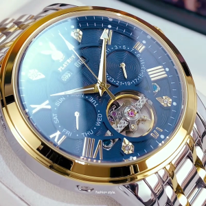 PLAYBOY 2024 new authentic mens watch Waterproof fashion leisure multi-functional mechanical watch luminous stainless steel brand watch