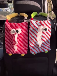 SG STOCK Island Gems Plush Cartoon Car Tissue Holder Cute Little Monster Tissue Box for Car Backseat Hanging Tissue Holder Organizer Gift Idea