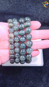 Graduation Grade Natural Green Rabbit Hair Rutilated Quartz Bracelet