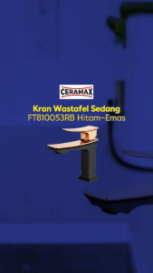Ceramax Kran Wastafel Sedang FT810053RB Hitam-Emas