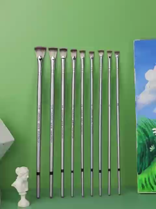 10pcs Brush Lukis Nylon & Rod Matte Blue