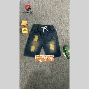 Celana Jeans Anak 3-9 Tahun - Celana Anak Laki-laki Jeans Pendek Biothink Sobek - Gembo Kids
