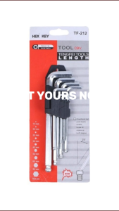 KUNCI L UJUNG BULAT PANJANG SET 9IN1 SILVER HEX KEY WRENCH UNTUK INDUSTRI DAN RUMAH TANGGA TOOL