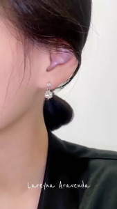 Lareyna Aravenda Anting Wanita S925 Korea Two Stairs Crystal Luxury AT038