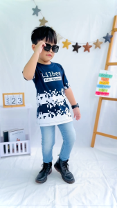 Kaos Anak Laki Laki Cowok Semi Fullprint Pixel Navy Keren KL 008