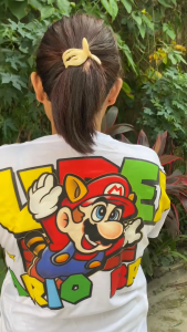 Baju Pria Dan Wanita lengan pendek motif "SUPER" Printing Cotton combed Casual Crew Neck Kaos Oblong