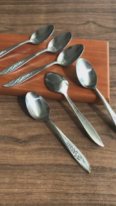 Made In Japan - Combo 06 Muỗng Cafe/ Ăn Bánh Hoạ Tiết 3 Lá Inox Sus 304 Cao Cấp