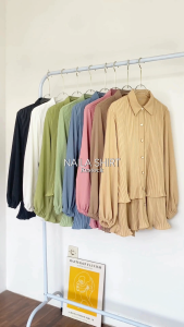 Naila Top atasan kemeja blouse wanita polos motif plisket korean style by siori