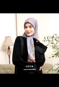 Leyna Lavinia Scarf Motif Bunga Bahan Voal Premium Ukuran 115 x 115 LaserCut Finishing