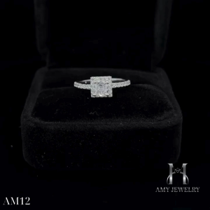 Nhẫn nữ bạc 925 công nghệ xi độc quyền NanoShield xi bạch kim đính đá 5ly AM12- Tặng nước rửa cao cấp