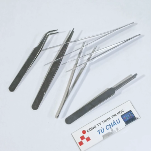 Bộ Nhíp 6 món dành cho máy vá tĩa long sửa thiết bị điện tử (5 cây đầu thẳng 1 cái đầu cong)