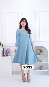 VIOREN Dress outfit simple lengan panjang elegan bahan Bublel spandek premium dress kekinian (32)