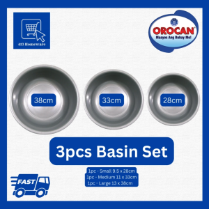 3pcs Basin Set Orocan Heavy Duty Multipurpose Silver Series Basin | Laundry basin | Babaran | Tub - Orocan#8581S82S83S