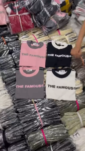 Áo Thun Nữ Form Ôm Gọn Dáng 35~55kg (B56 The Famous) Cổ Tròn Viền Sọc Tay Cotton Mềm Co Giãn Không Bó Sát