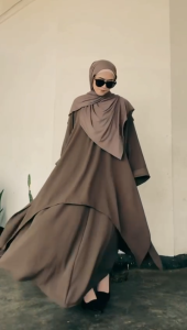Amara Syuqy - Abaya Set Rok Halimah / Setelan Wanita Elegan / Bahan Crinkle Premium