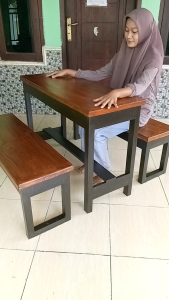 GROSIR kursi kayu kursi cafe kayu jati belanda siap pakai panjang 100cm lebar 30cm tinggi 40cm hitam coklat