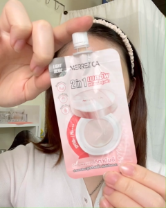 (3 ซอง ) Merrezca Vit C Gluta Essence Cushion SPF50+ / PA++++ - Sachet คุชชั่น วิตซี กลูต้า 2 in 1 เมคอัพพร้อมบำรุง