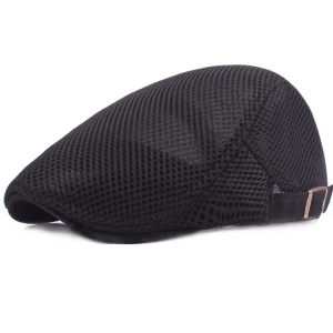 Comfortable Breathable Mesh Beret Cap Black/White/Gray Adjustable Newsboy Ivy Cap For Men