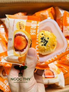 Bánh đậu đỏ trứng muối healthy ít ngọt thơm ngon bánh ngàn lớp nội địa Trung 40gr/gói