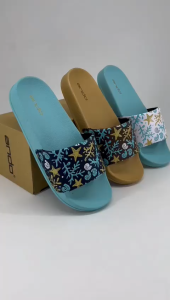 Sandal Slide Wanita Sendal Ando Coral White - Sandal Wanita Kasual Slop