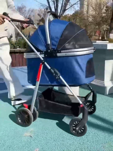 รถเข็นสุนัขและแมว ถอดออกได้ รถเข็นสัตว์ 4 ล้อ หมุน 360 องศา รถเข็นแมว 2 ชั้น รถเข็นสัตว์เลี้ยงพับเก็บได้ รับนน.ได้ 30 kg มีชั้นเก็บของด้านล่าง pet stroller dog cart cat รถเข็นสัตว์เลี้ยง รถเข็นสุนัข รถเข็นสุนัข รถเข็นแมว