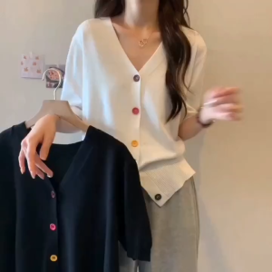 Slim Fit Gesper Warna-Warni & V-Neck Gaya Korea