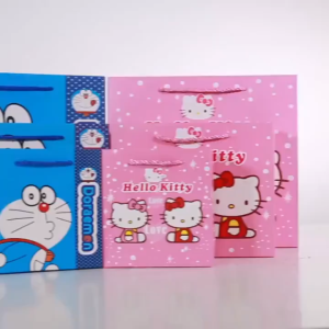 Kitty Doraemon Goodies Door Gift Handle Paper Bag Kindergarten Children Kids Birthday Party Packaging Present Beg Murah