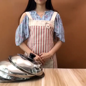 homey Stainless Steel Glass Pot Frying Wok Pan Cover 32cm34cm36cm38cm