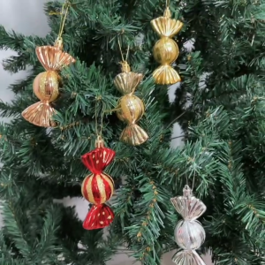 NUVOX 6 pcs Christmas Tree Pendant 6pcs Christmas Tree Candy Ornaments Christmas Candy Pendant Christmas Tree Hanging Decorations Xmas Decor for Home (Red) Decorative Hanging Baubles
