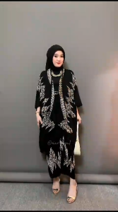 OUTFIT KONDANGAN SIMPEL ONE SET BATIK OUTER ROK LILIT KIMONO WANITA RAYON GLOYOR